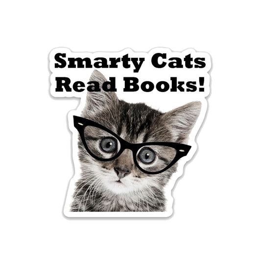 Smarty Cats Read Books Funny Vinyl Stickers