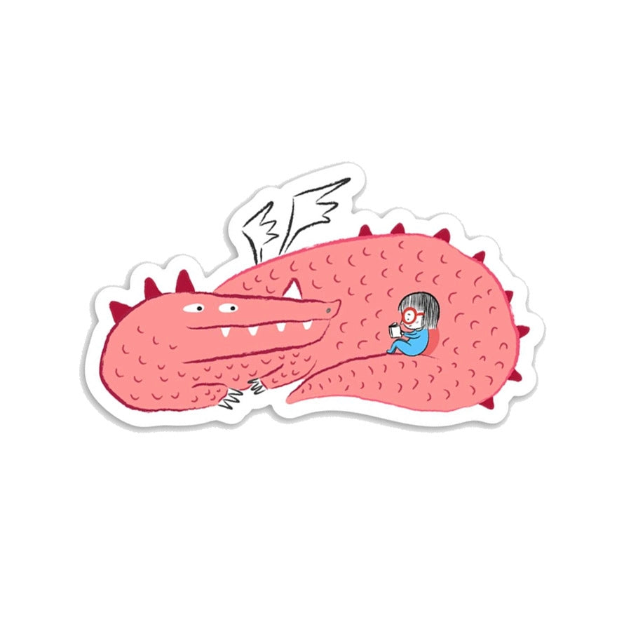 Sleepy Dragon Funny Vinyl Sticker